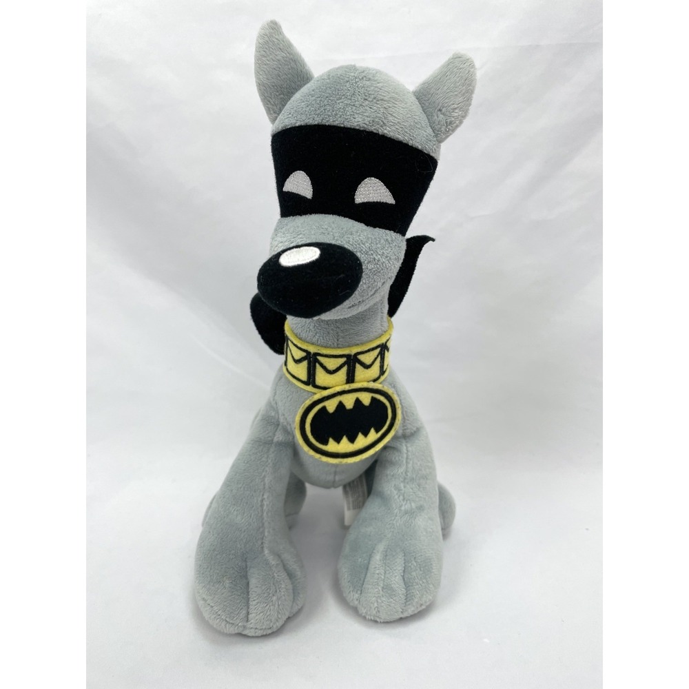 DC Collectibles Bat Dog Hound Plush Gray Sitting Super Pet 10.5" Mask